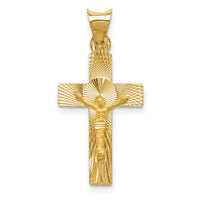 14k Polished Satin and D/C Crucifix Pendant-K5540