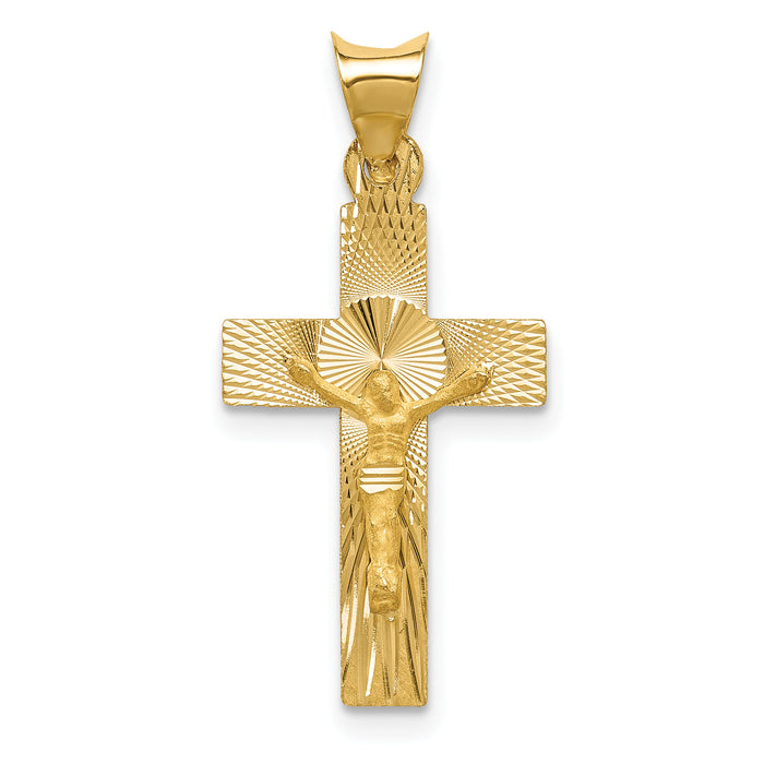 14k Polished Satin and D/C Crucifix Pendant-K5540