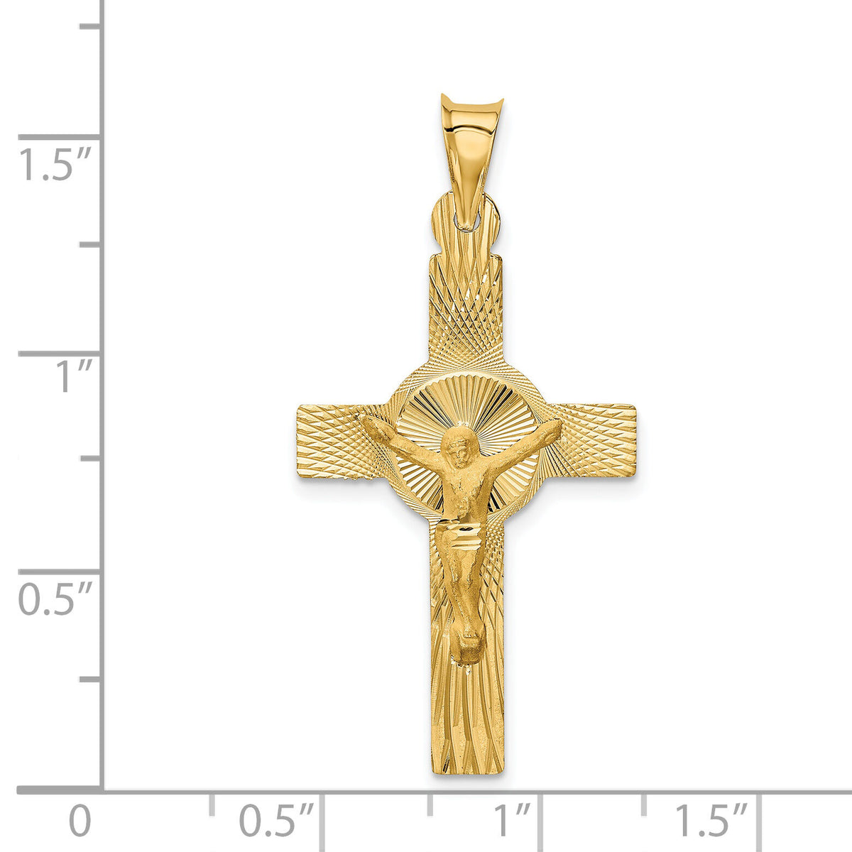 14k Polished Satin and D/C Crucifix Pendant-K5542