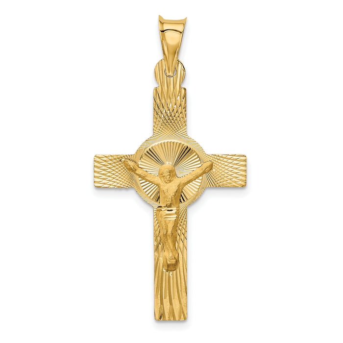 14k Polished Satin and D/C Crucifix Pendant-K5542