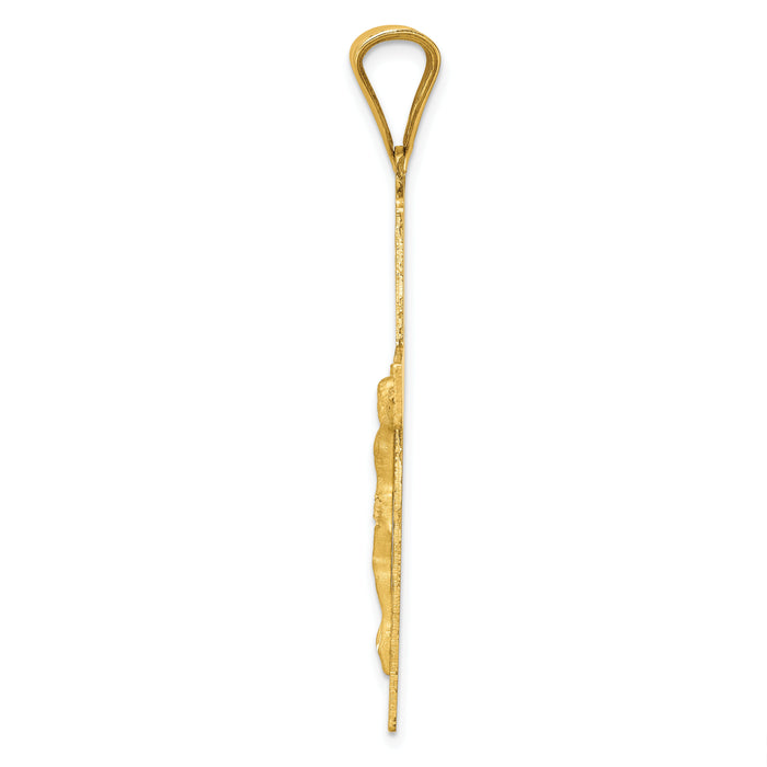 14k Polished Satin and D/C Crucifix Pendant-K5543