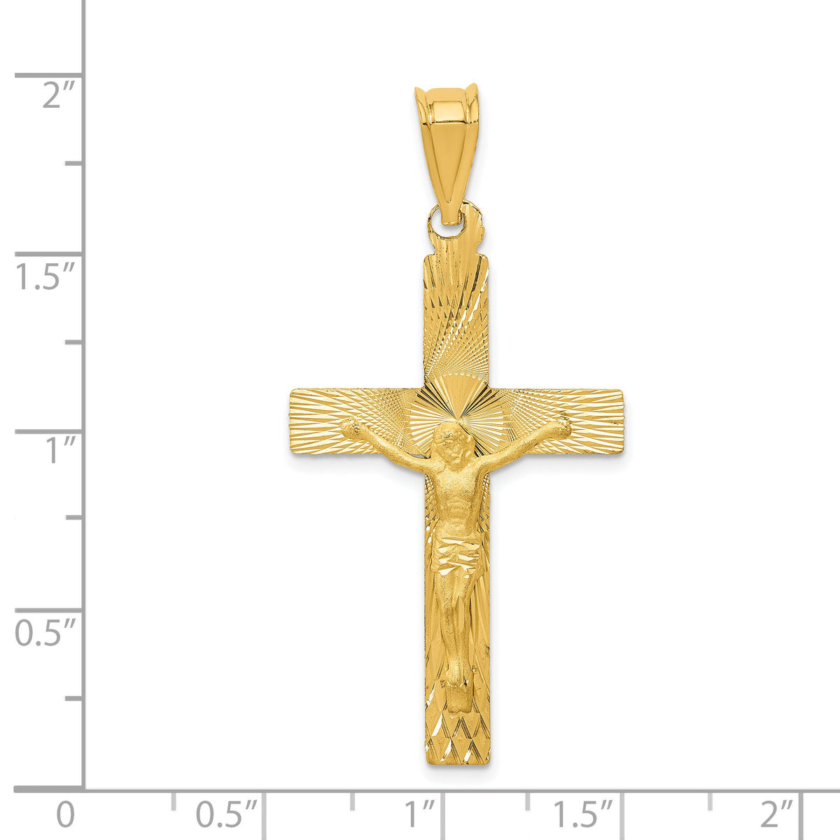 14k Polished Satin and D/C Crucifix Pendant-K5543