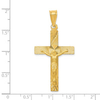 14k Polished Satin and D/C Crucifix Pendant-K5543
