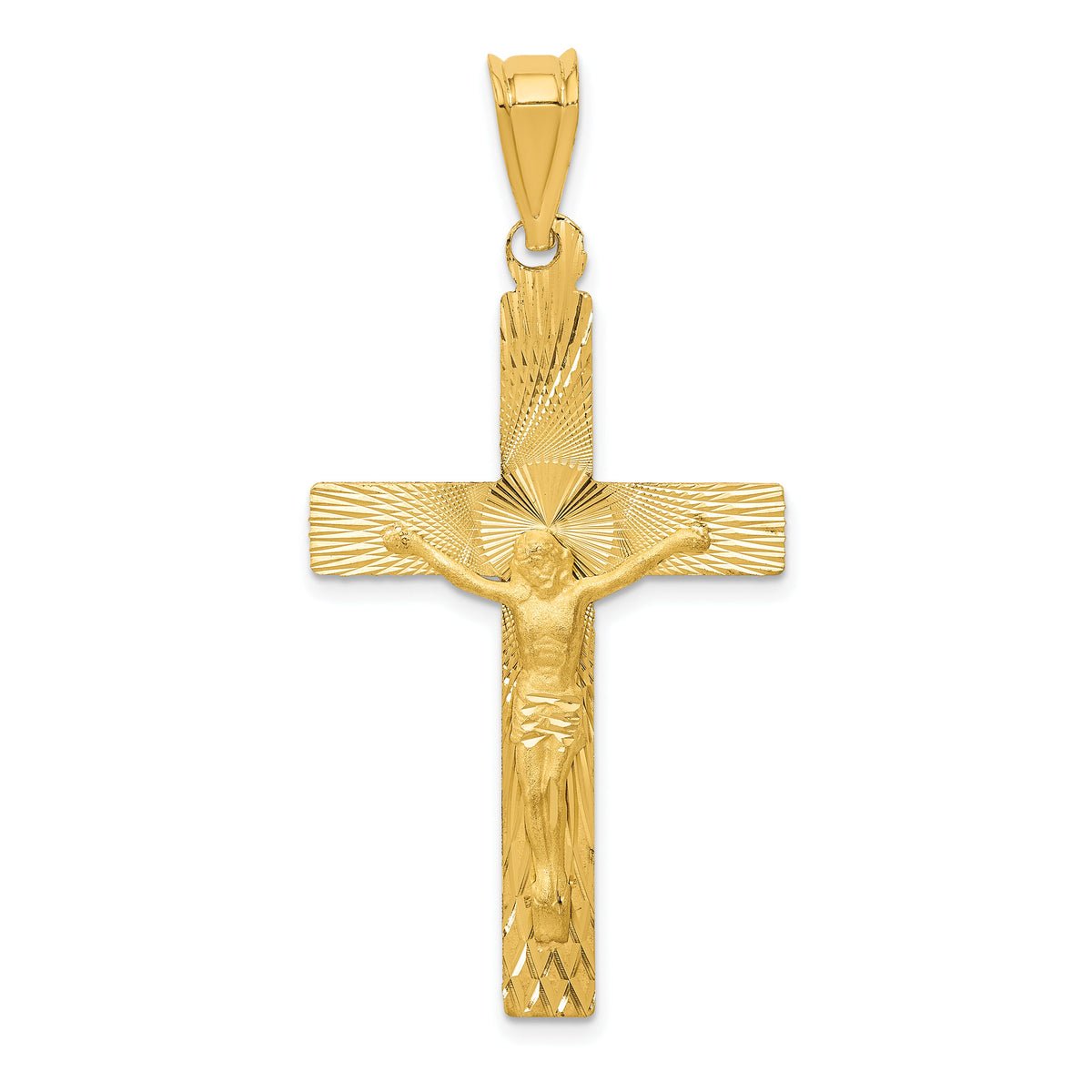 14k Polished Satin and D/C Crucifix Pendant-K5543