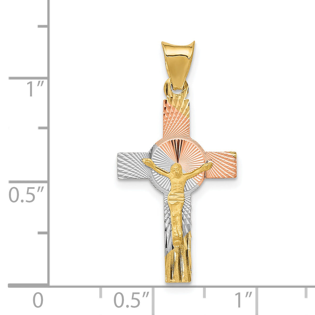 14K w/Rhodium Iona Crucifix Cross Pendant-K5545