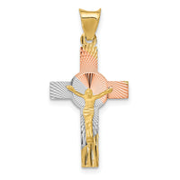 14K w/Rhodium Iona Crucifix Cross Pendant-K5545