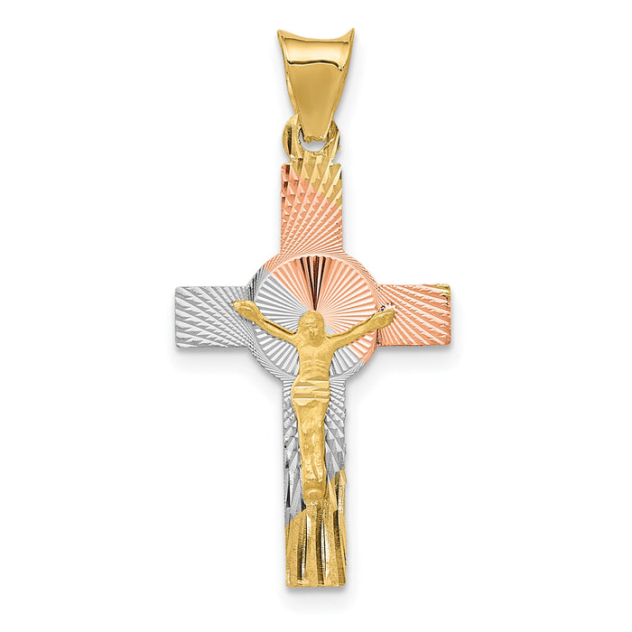14K w/Rhodium Iona Crucifix Cross Pendant-K5545