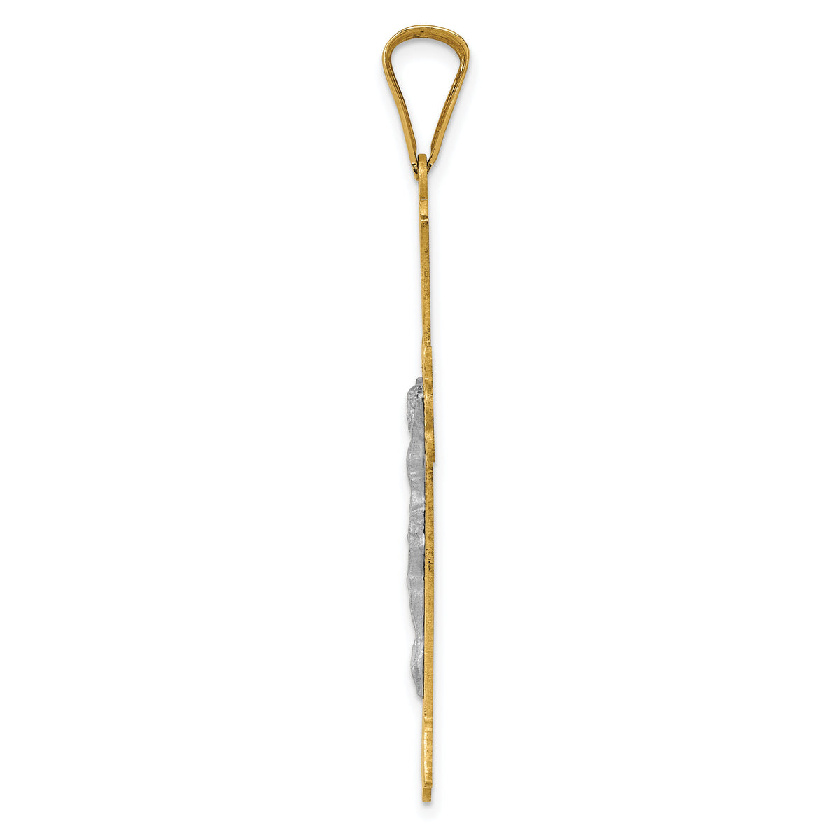 14k Two-Tone Polished Satin D/C Crucifix Cross Pendant-K5548