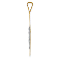 14k Two-Tone Polished Satin D/C Crucifix Cross Pendant-K5548