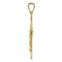 14k Polished Satin and D/C Crucifix Pendant-K5551