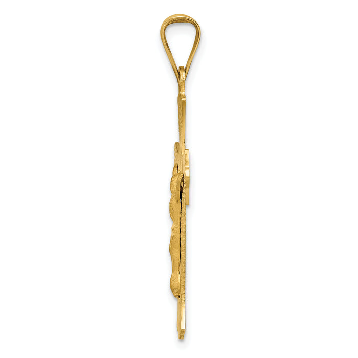 14k Polished Satin and D/C Crucifix Pendant-K5551