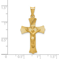 14k Polished Satin and D/C Crucifix Pendant-K5551