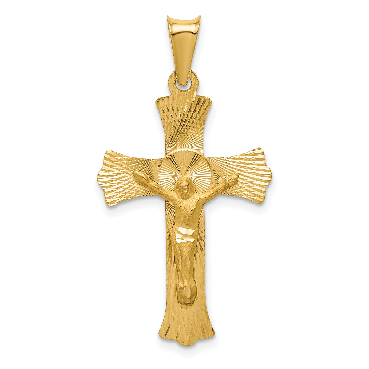 14k Polished Satin and D/C Crucifix Pendant-K5551