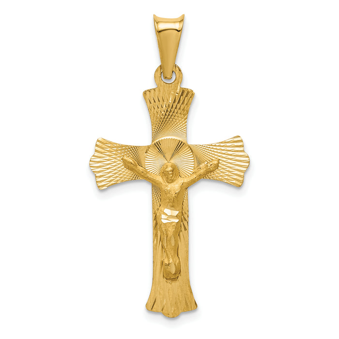 14k Polished Satin and D/C Crucifix Pendant-K5551