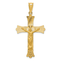 14k Polished Satin and D/C Crucifix Pendant-K5552