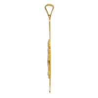 14k Polished, Satin and Diamond-cut Crucifix Cross Pendant-K5553