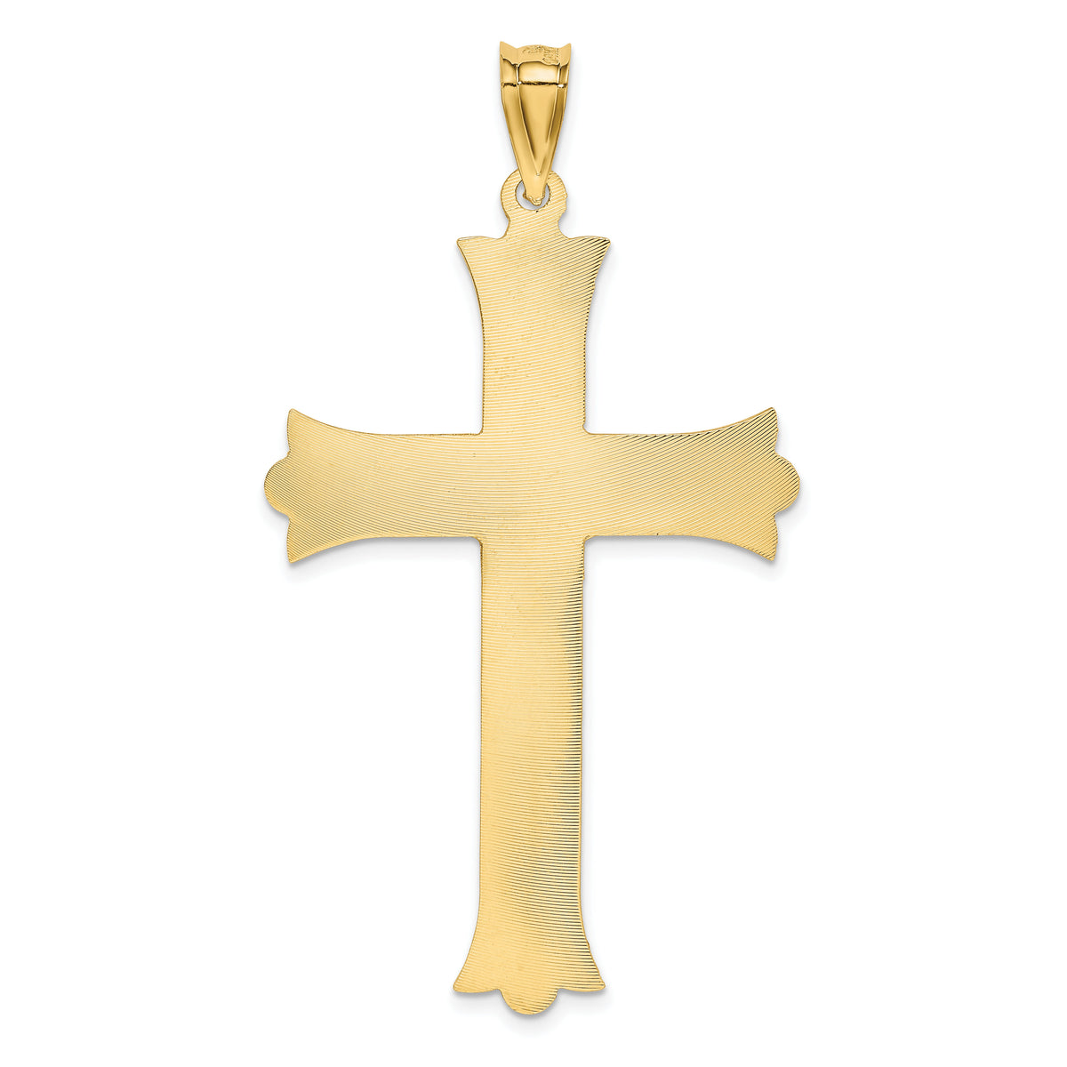 14k Polished, Satin and Diamond-cut Crucifix Cross Pendant-K5553
