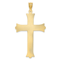 14k Polished, Satin and Diamond-cut Crucifix Cross Pendant-K5553