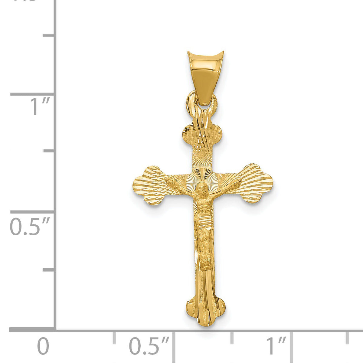 14k Polished Satin and D/C Crucifix Pendant-K5555