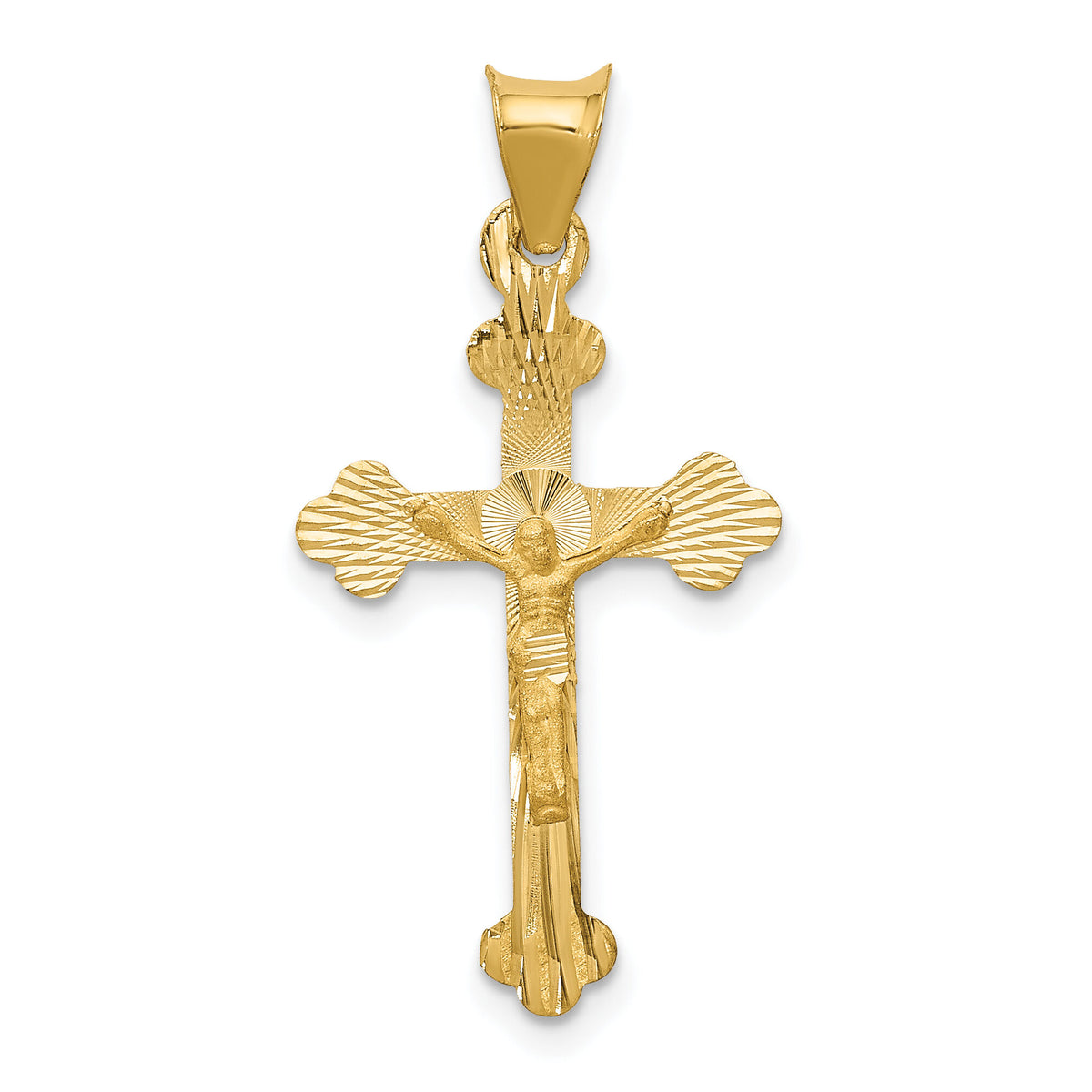 14k Polished Satin and D/C Crucifix Pendant-K5555