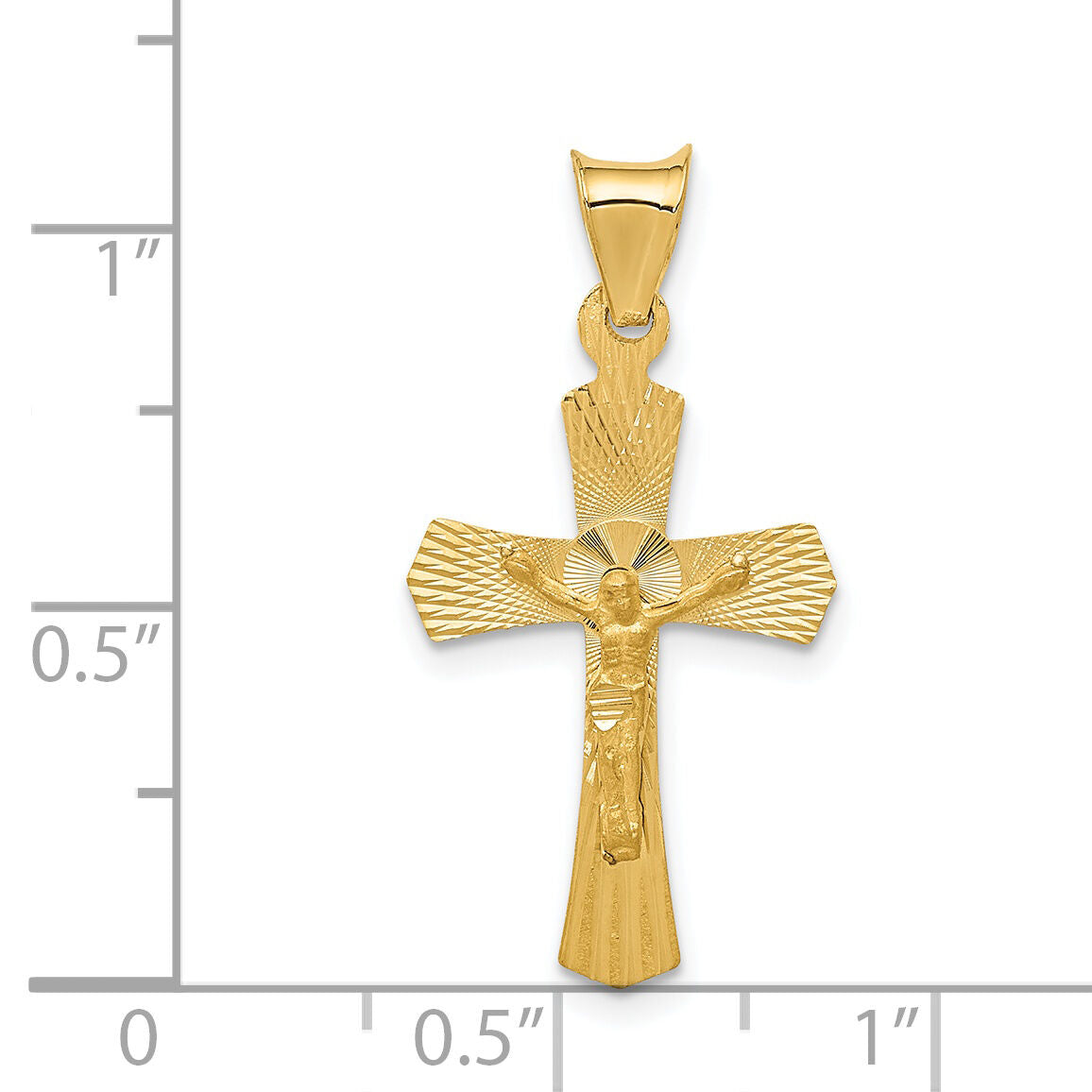 14k Polished Satin and D/C Crucifix Pendant-K5556