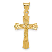 14k Polished Satin and D/C Crucifix Pendant-K5556