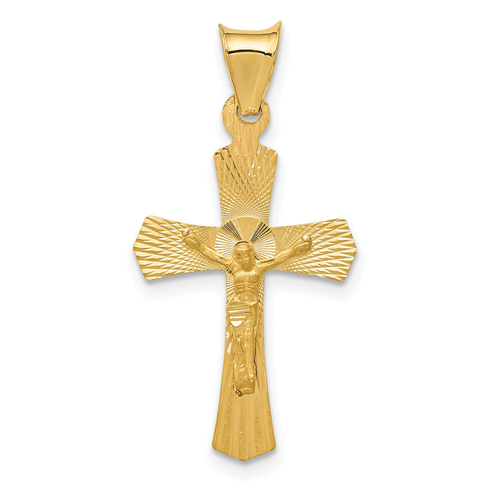 14k Polished Satin and D/C Crucifix Pendant-K5556