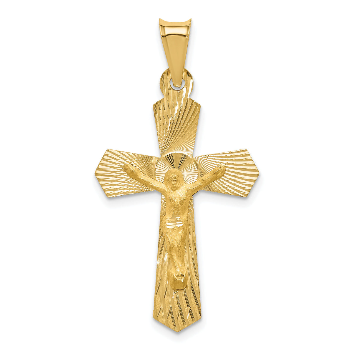 14k Polished Satin and D/C Crucifix Pendant-K5557