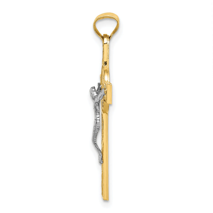 14k Two-Tone St. Benedict Medal Crucifix Cross Pendant-K5563