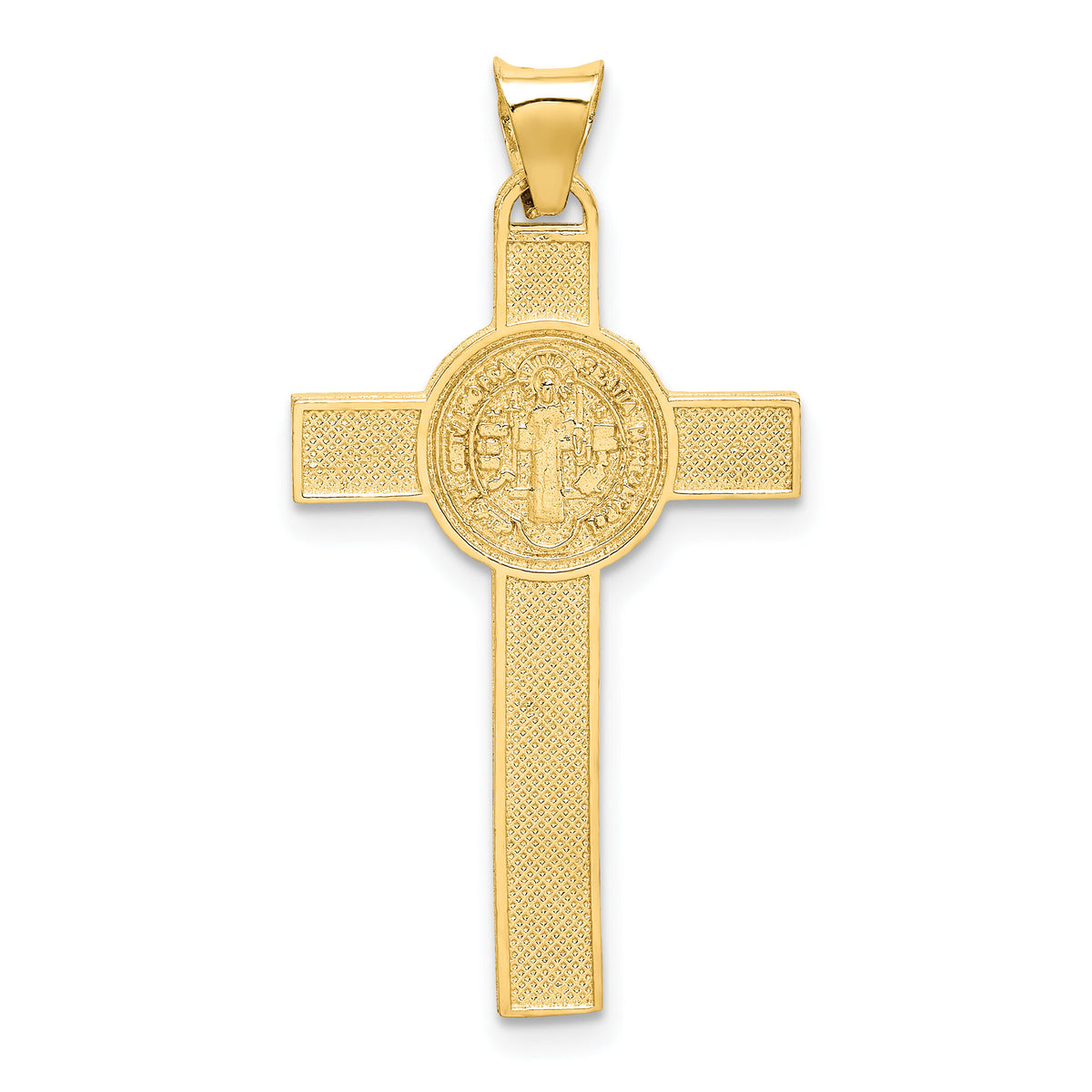 14k Two-Tone St. Benedict Medal Crucifix Cross Pendant-K5563