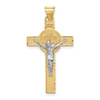 14k Two-Tone St. Benedict Medal Crucifix Cross Pendant-K5563