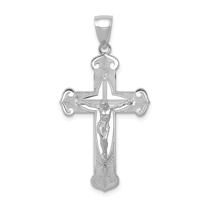 14K White Gold Polished Crucifix Pendant-K5565W