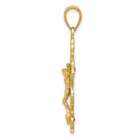 14K Polished Crucifix W/Lace Trim Pendant-K5567