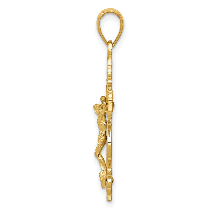 14K Polished Crucifix W/Lace Trim Pendant-K5567