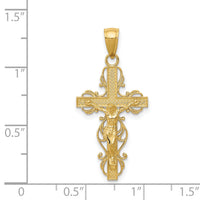 14K Polished Crucifix W/Lace Trim Pendant-K5567