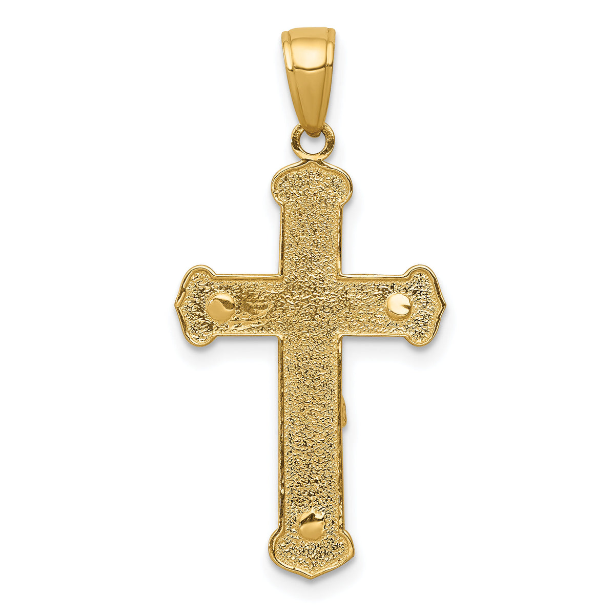 14K Gold Polished Textured Crucifix Pendant-K5568