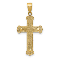 14K Gold Polished Textured Crucifix Pendant-K5568