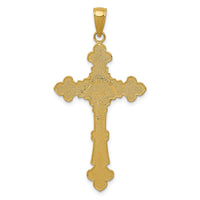 14K Polished Textured INRI Crucifix Fleur de Lis Pendant-K5571