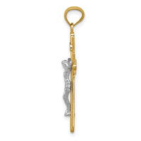 14k Two-tone Gold Polished Crucifix Pendant-K5573