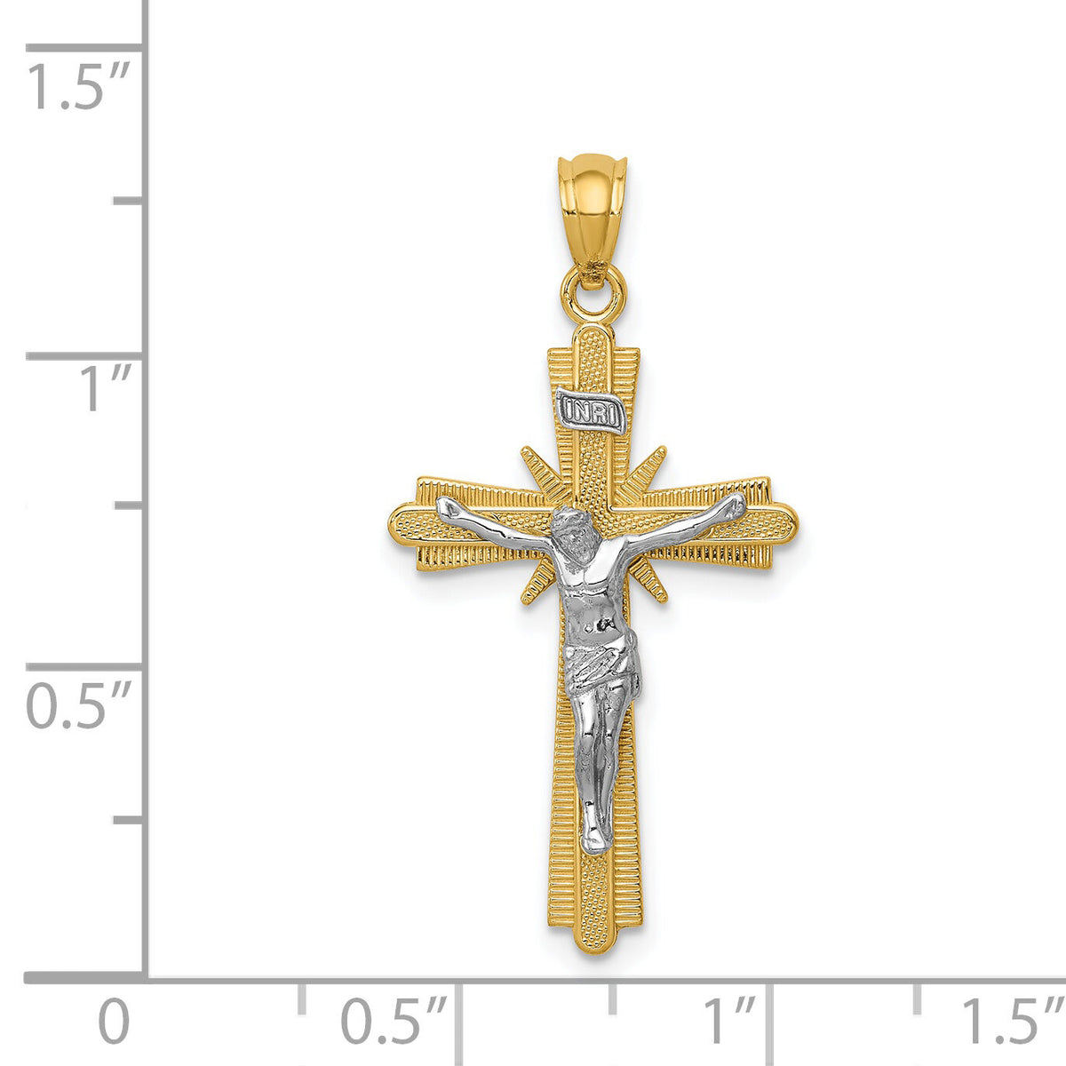 14k Two-tone Gold Polished Crucifix Pendant-K5573