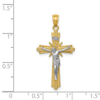 14k Two-tone Gold Polished Crucifix Pendant-K5573