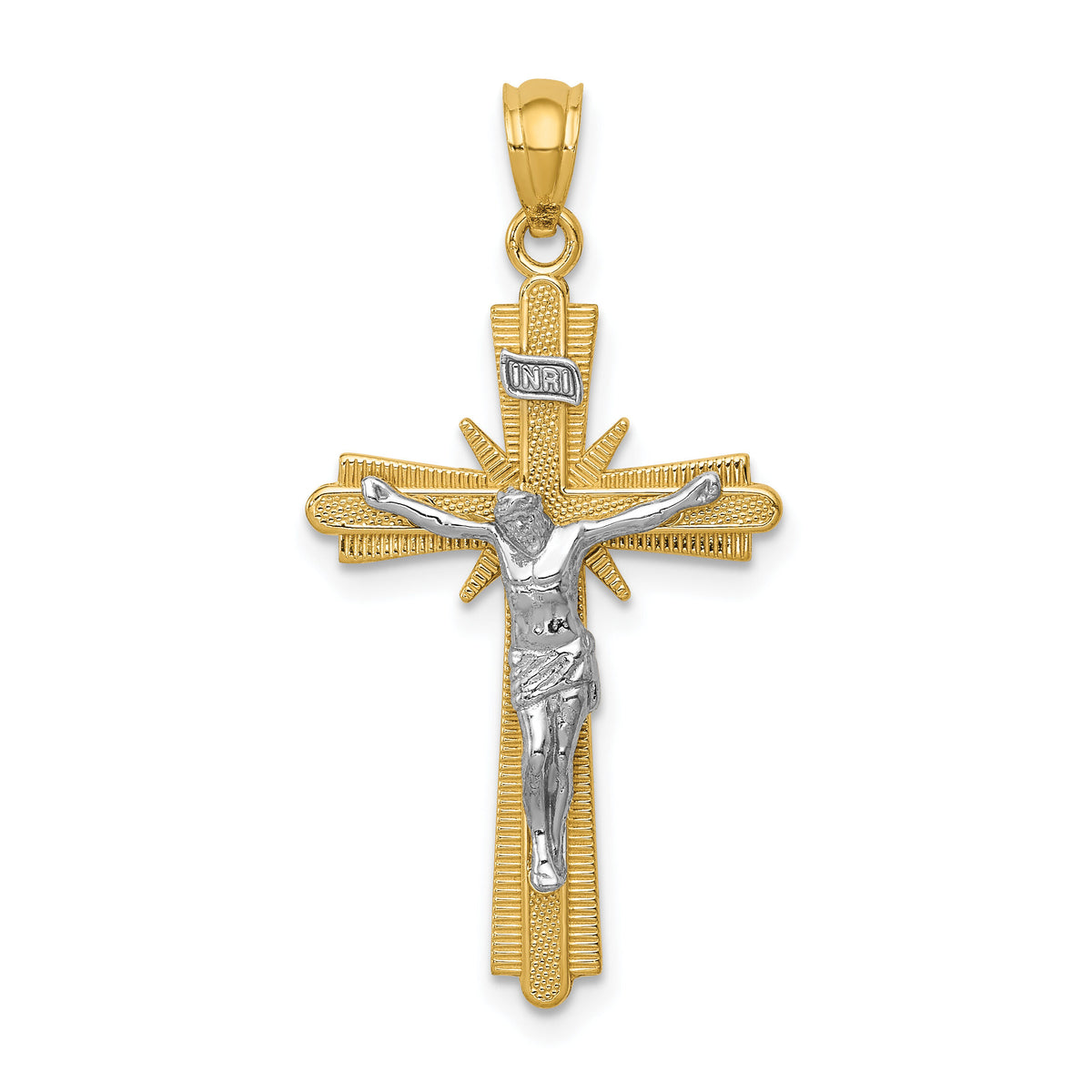 14k Two-tone Gold Polished Crucifix Pendant-K5573