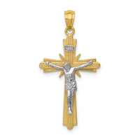 14k Two-tone Gold Polished Crucifix Pendant-K5573