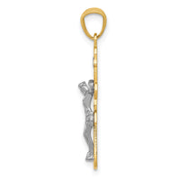 14K Two-tone W/Rhodium Small Passion Crucifix Pendant-K5575