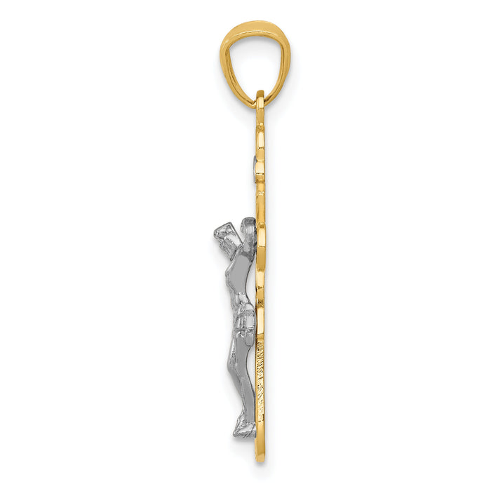 14K Two-tone W/Rhodium Small Passion Crucifix Pendant-K5575