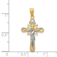 14K Two-tone W/Rhodium Small Passion Crucifix Pendant-K5575