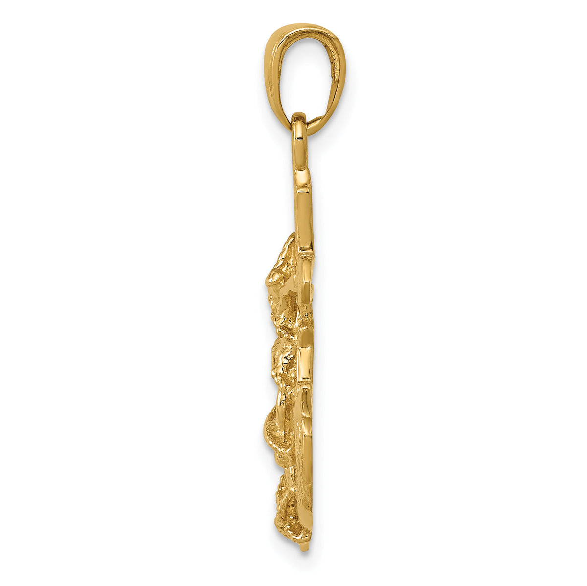 14K Polished Textured Mariners Crucifix Rope/Wheel Pendant-K5577