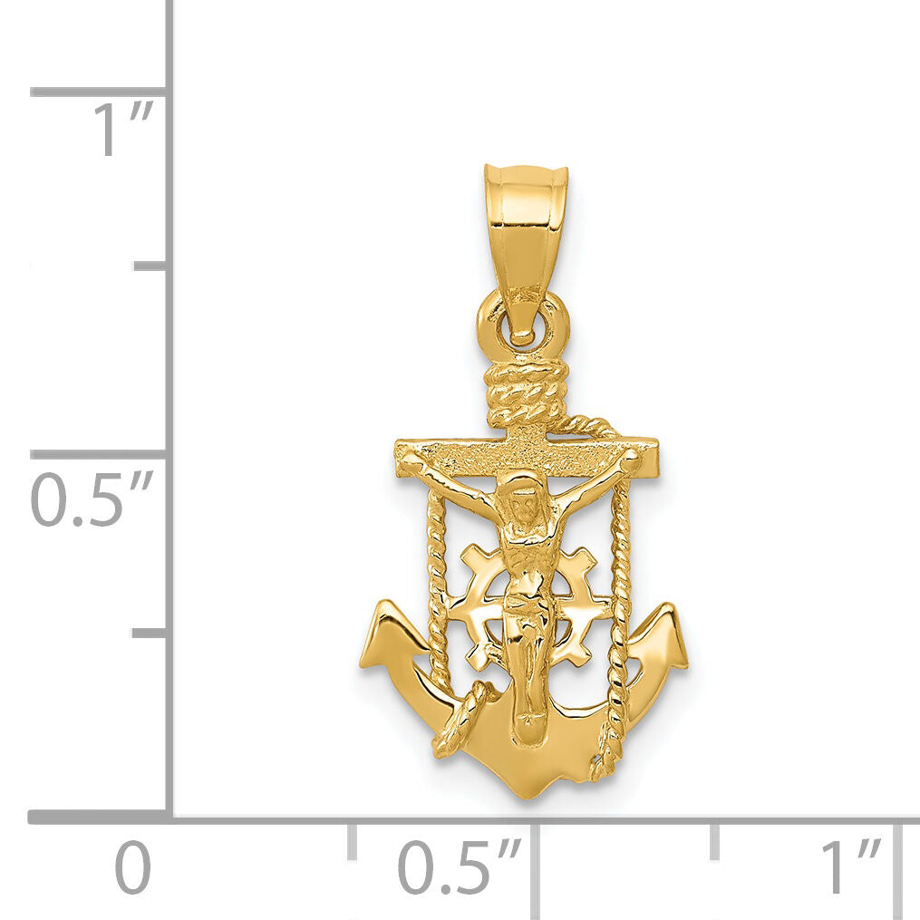 14k Polished Mariner Crucifix Pendant-K5578