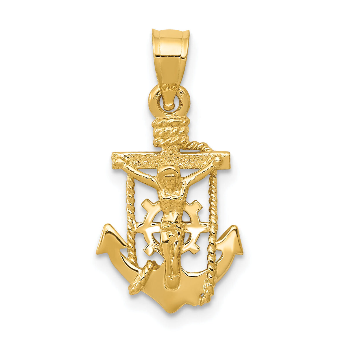 14k Polished Mariner Crucifix Pendant-K5578