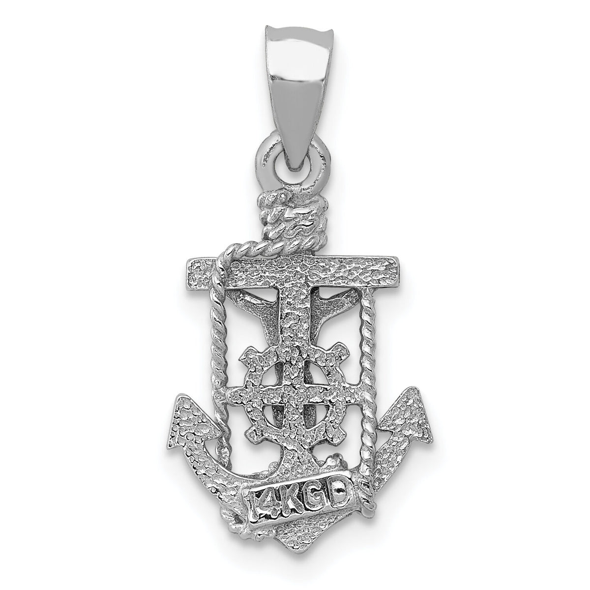 14k White Gold Polished Mariner Crucifix Pendant-K5579